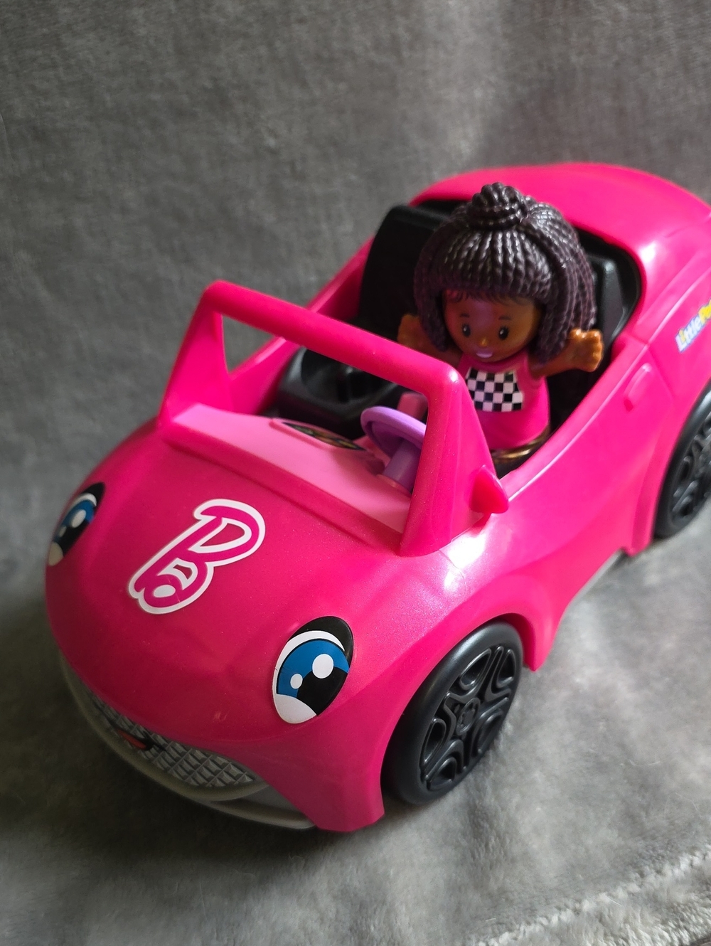 Barbie Fisher Price Little People Hot Pink Convertible with Mini Doll